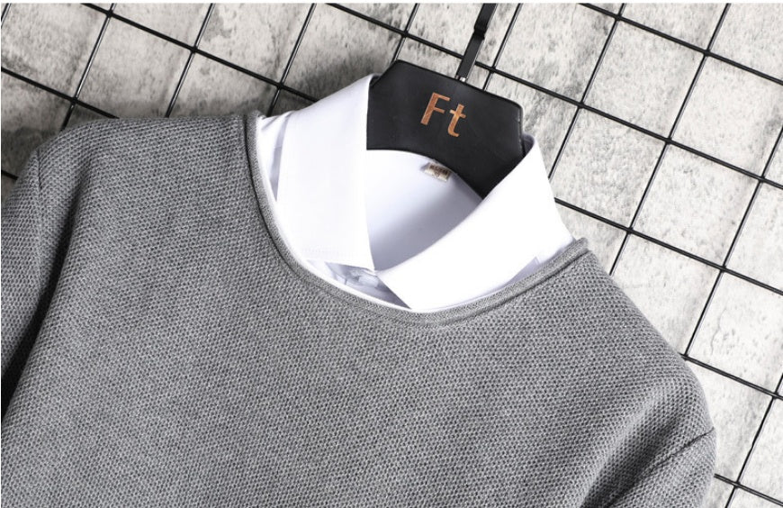 Round Neck Curled Knitted Sweater Casual All-match Top