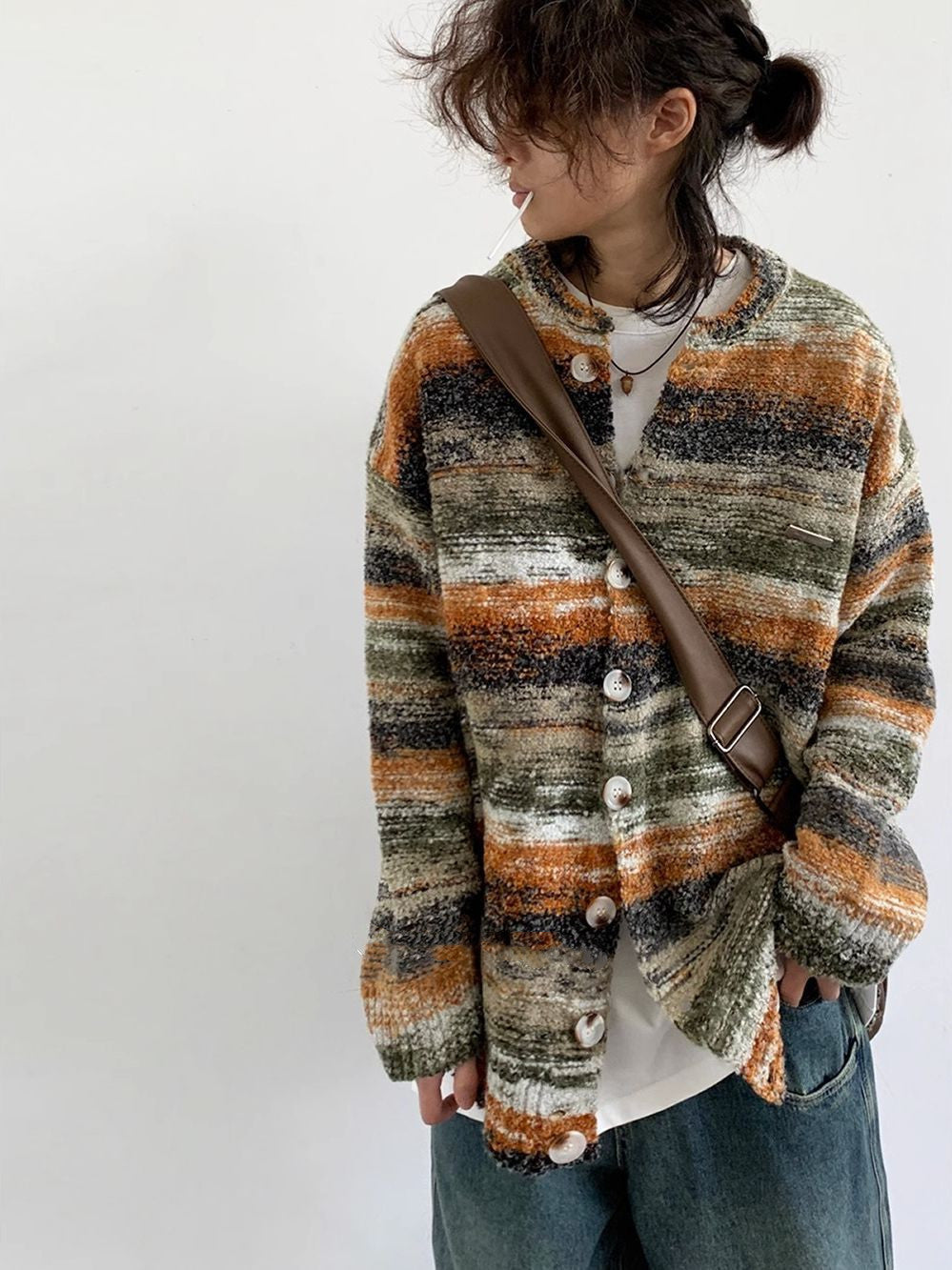 Japanese Street Harajuku Style Knitted Cardigan Gradient Sweater