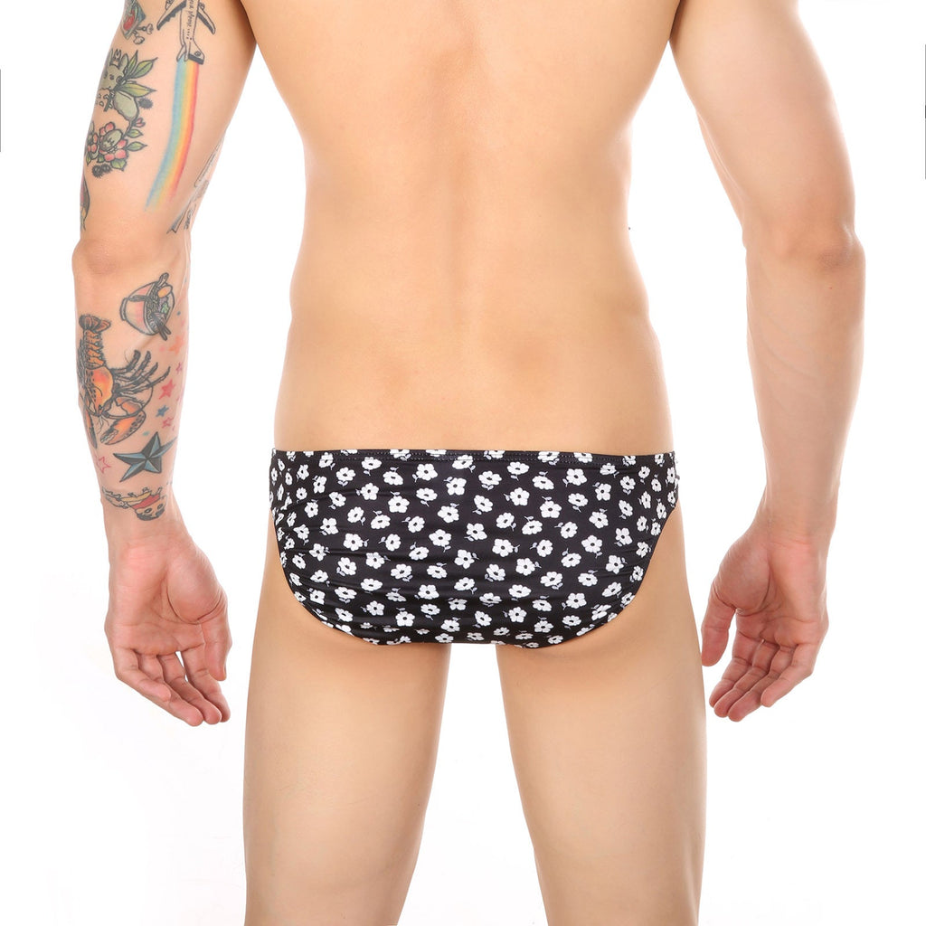 Men's See-through Mesh Panties Big Bag Low Waist Printing