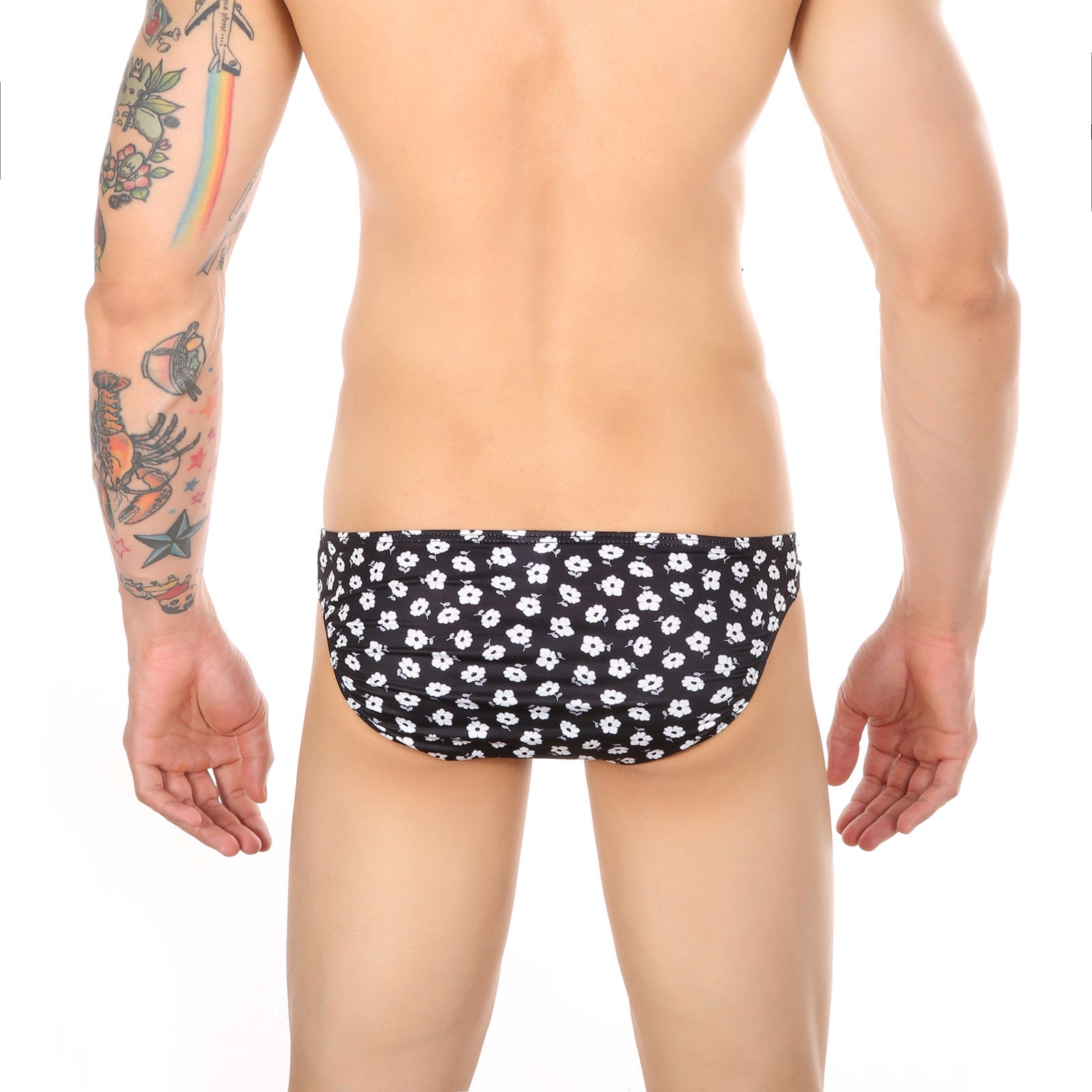 Men's See-through Mesh Panties Big Bag Low Waist Printing