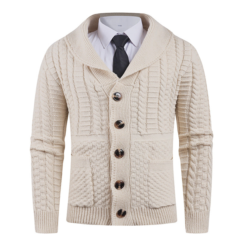 New Men's Long-sleeve Cardigan Sweater Coat Plus-sized