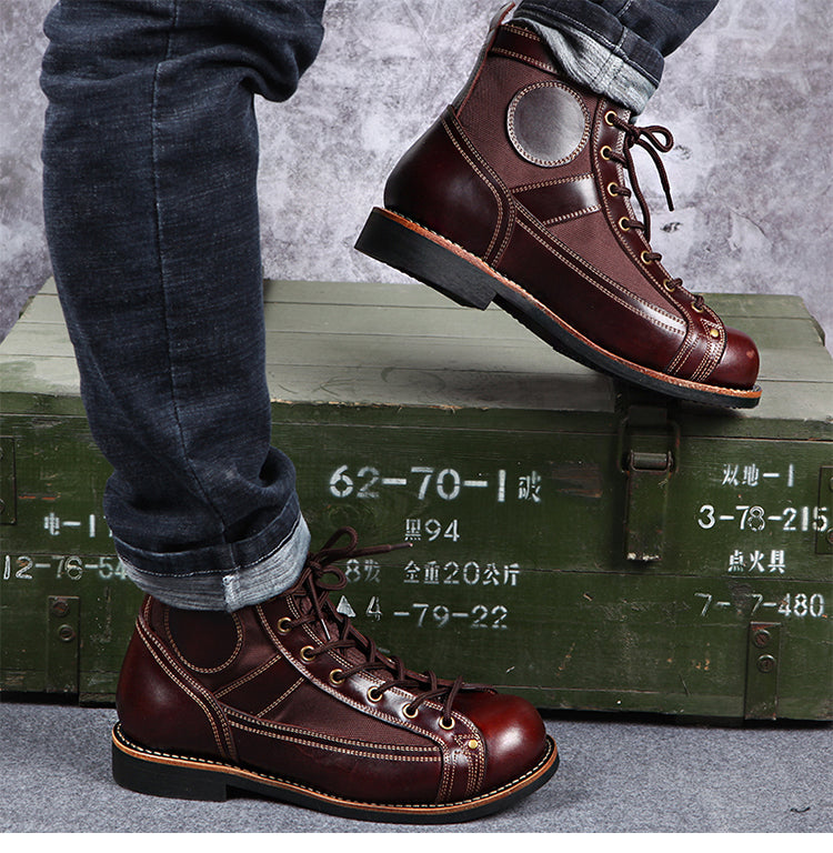 Men's Retro Outdoor Casual High Top Leather Shoes