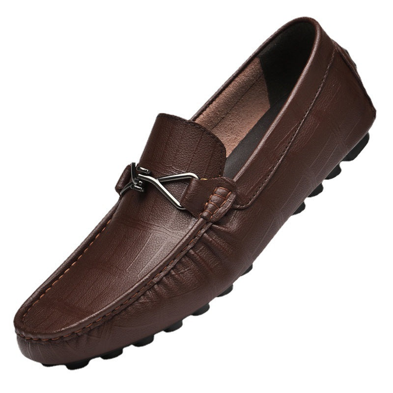 Summer New Leather Shoes Cowhide Gommino Increased 6CM Leisure