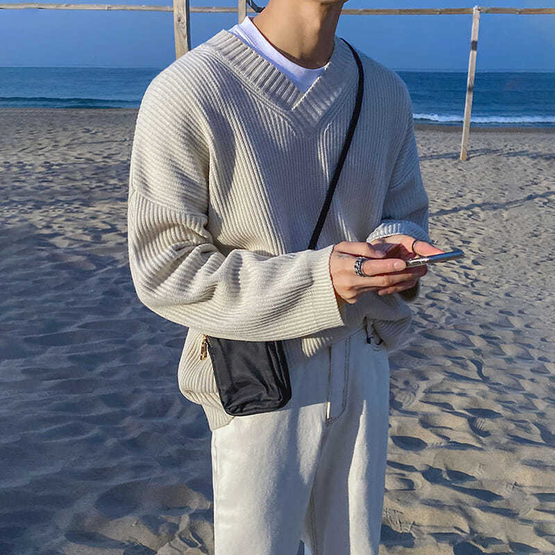 V-neck Sweater Lazy Korean Style Trend