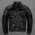 First Layer Cowhide Leather Coat Men's Stand Collar Motorcycle Cycling Clothing