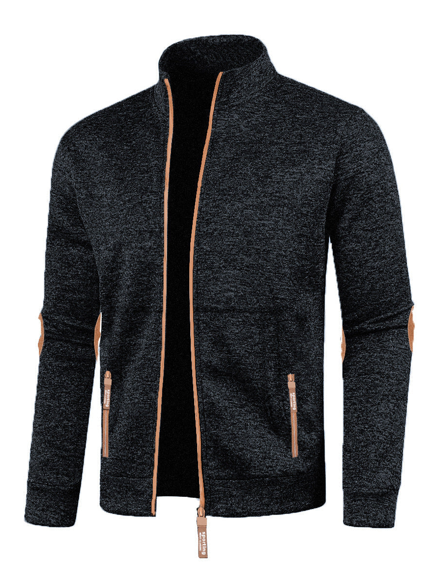 Men's Long Zipper Sweater Sleeve Light Fleece Coat Plus Size