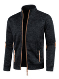 Men's Long Zipper Sweater Sleeve Light Fleece Coat Plus Size