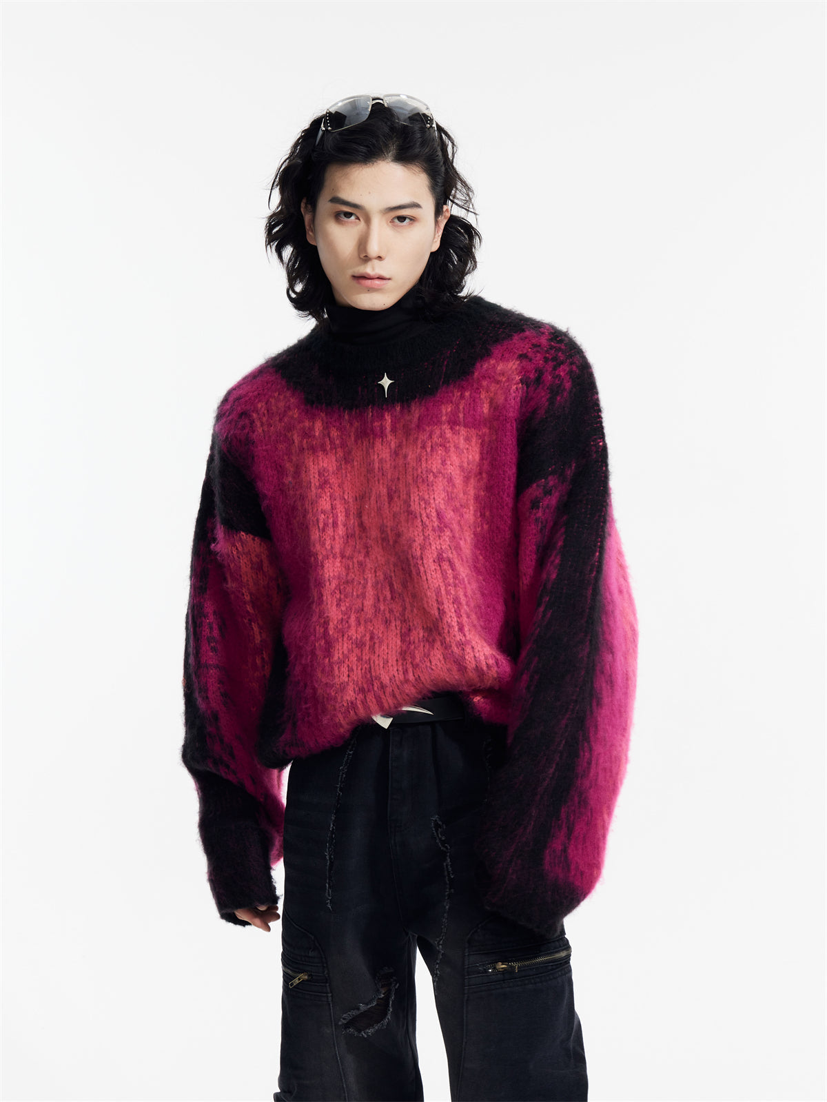 Gradient Design Super Warm Sweater Round Neck Loose Top