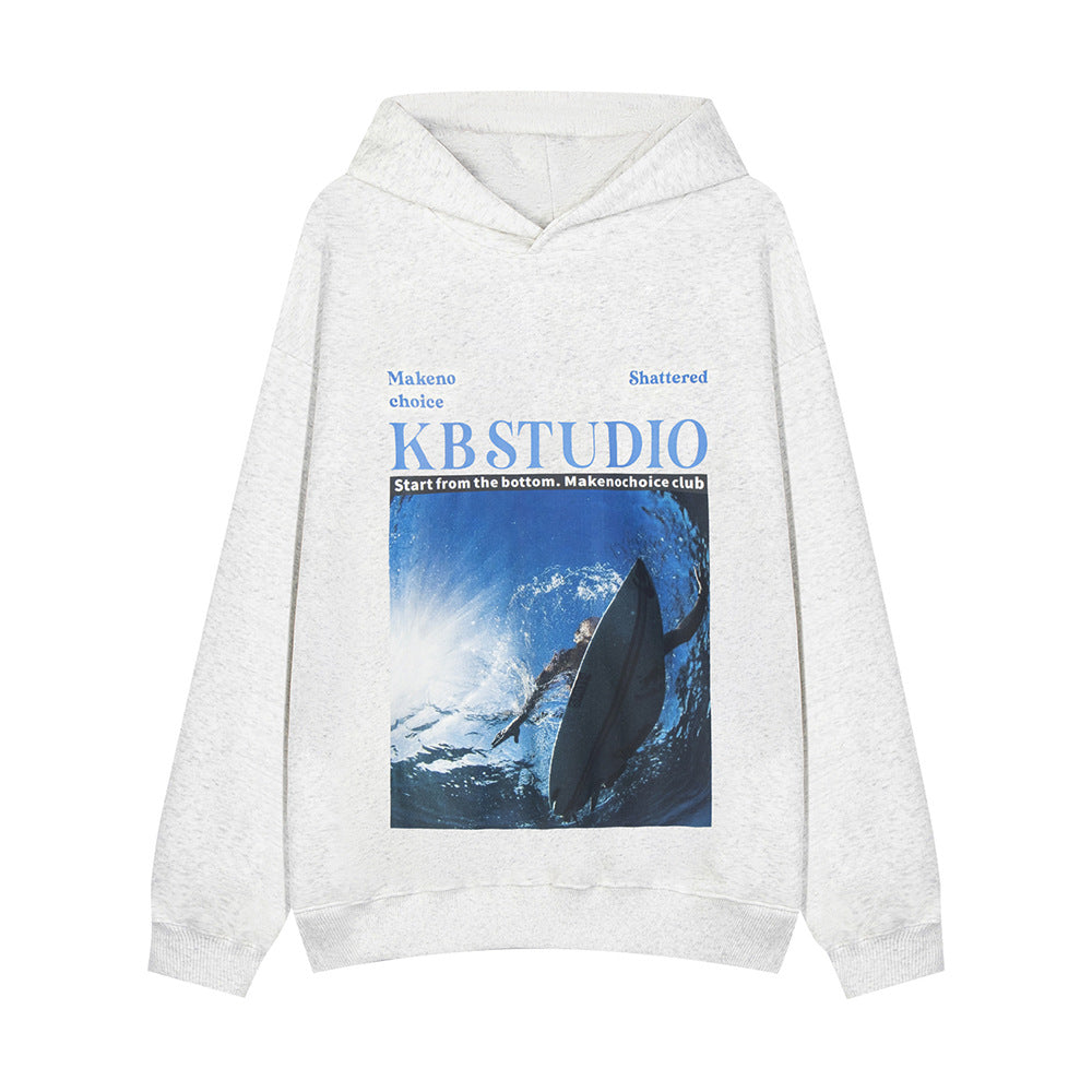 Men's European And American High Street Fashionable Spring And Autumn Loose Casual Hooded Pullover
