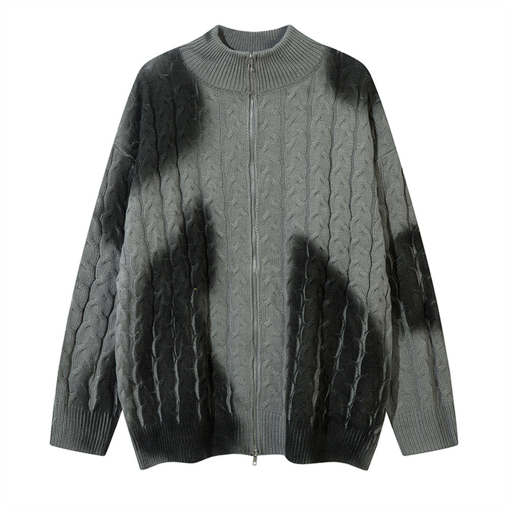 Spray Painting Old Dirty Sweater Coat Men's Lazy Design Sense