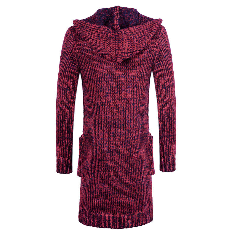 New Korean Men's Hooded Knit Cardigan Sweater