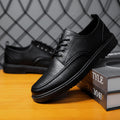Plus Size Handsome Lace Up Casual Youth British Black Leather Shoes Men