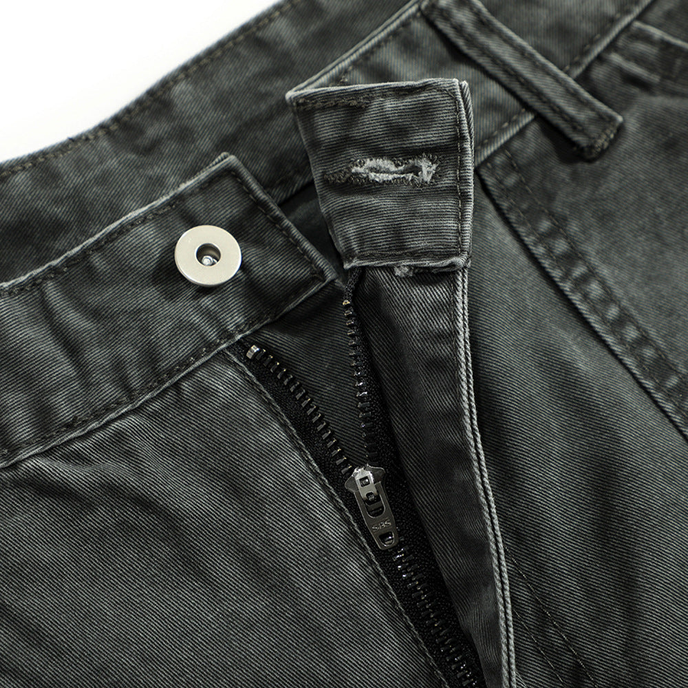 Punk Distressed Washed Denim Overalls Men's Retro