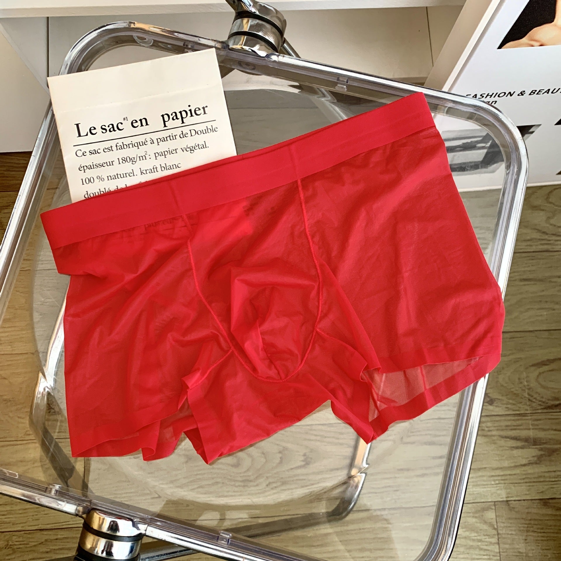 20D Ice Silk Nude Feel Seamless Ultra-thin Transparent Men's Underwear Boxers