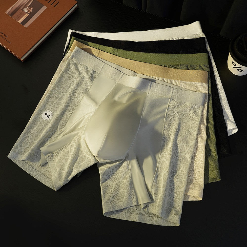 Anti-wear Leg Lace Leopard Jacquard Sexy Seamless Men Boxer Long Track Pants