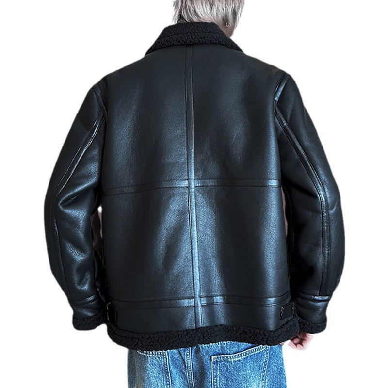 Men's Leather Fashion Casual Polo Collar Padded Jacket