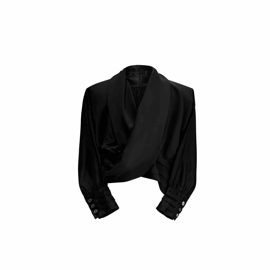 V-neck Padded Shoulder Shirt Loose Cardigan Top