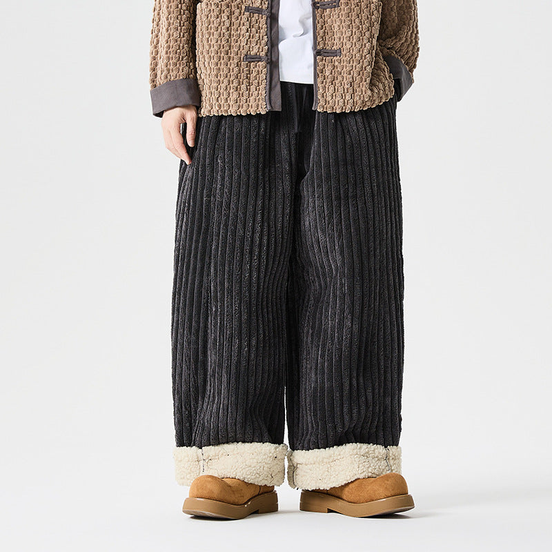 Winter Plus Size Loose Velvet Thickened Wide Leg Retro Trousers Tide