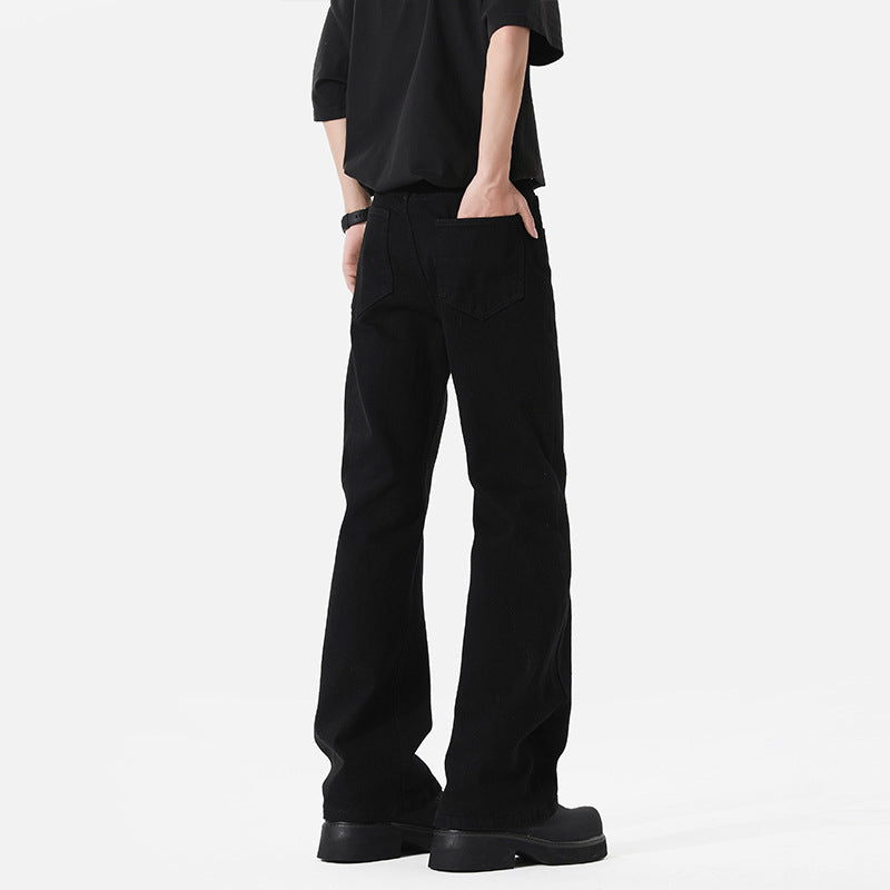 Spring And Autumn Elastic Black Bootcut Denim Jeans