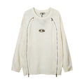 Men's High Street Niche Design Two-way Zipper Patchwork Round Neck Sweater