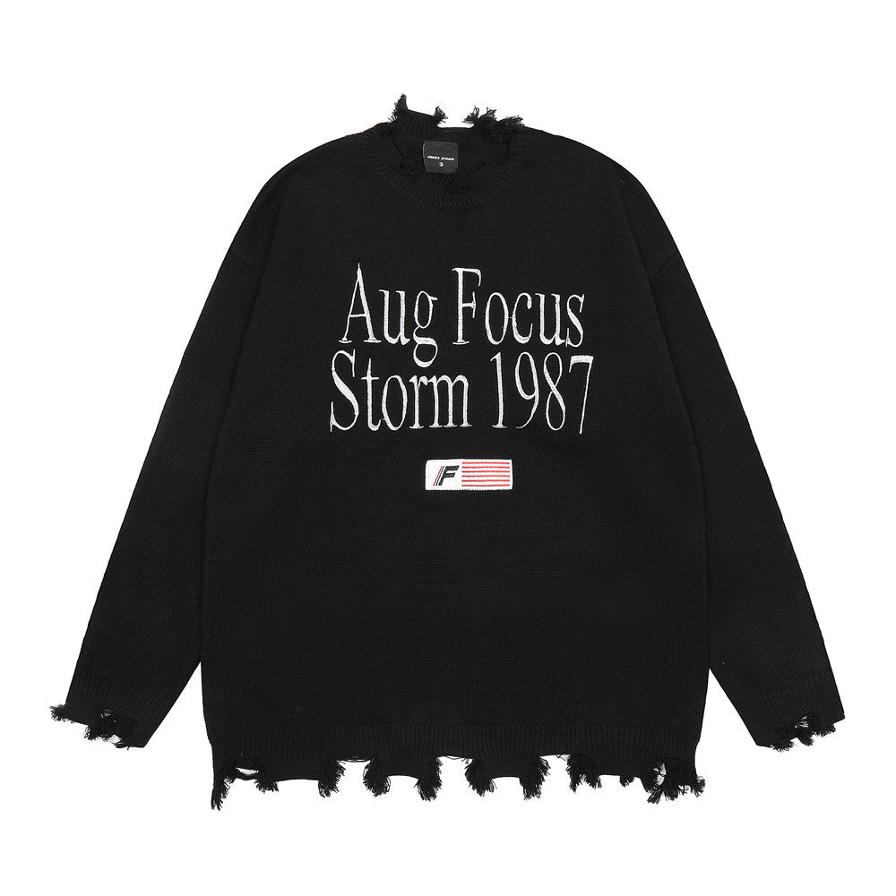 Embroidered Letter Sweater Top Lazy Casual