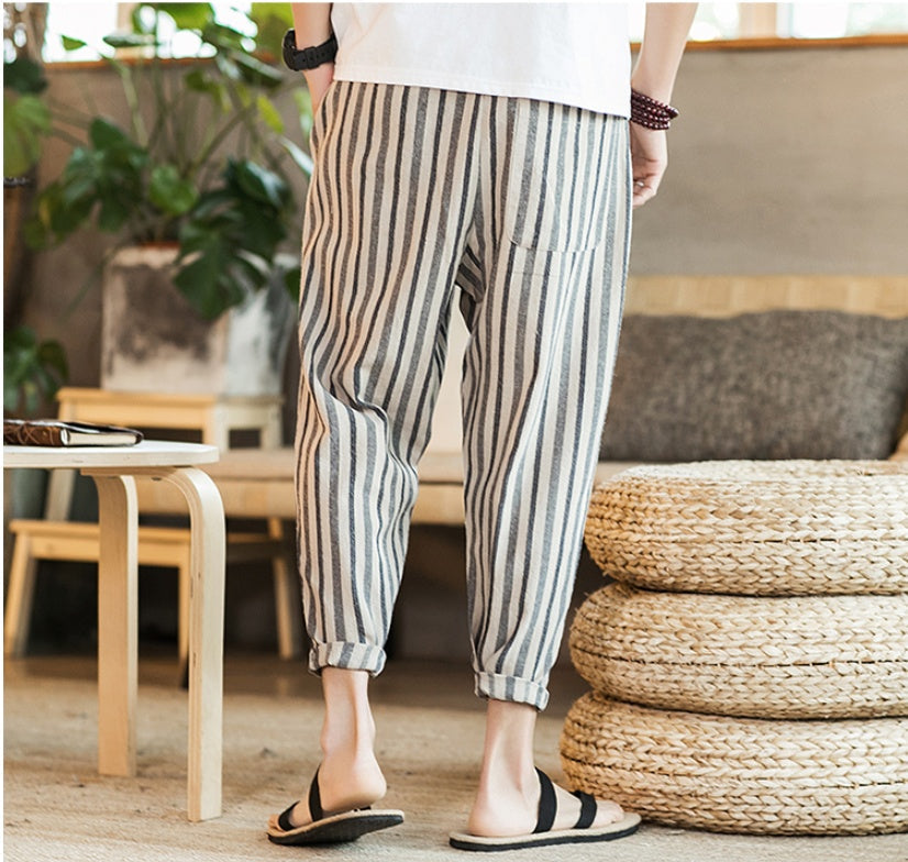 Chinese Style New Cotton And Linen Large Size Casual Youth Feet Japanese Men's Pants