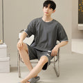 Men's Soft Short Sleeve 2 Casual Plus Size Pajamas Suit
