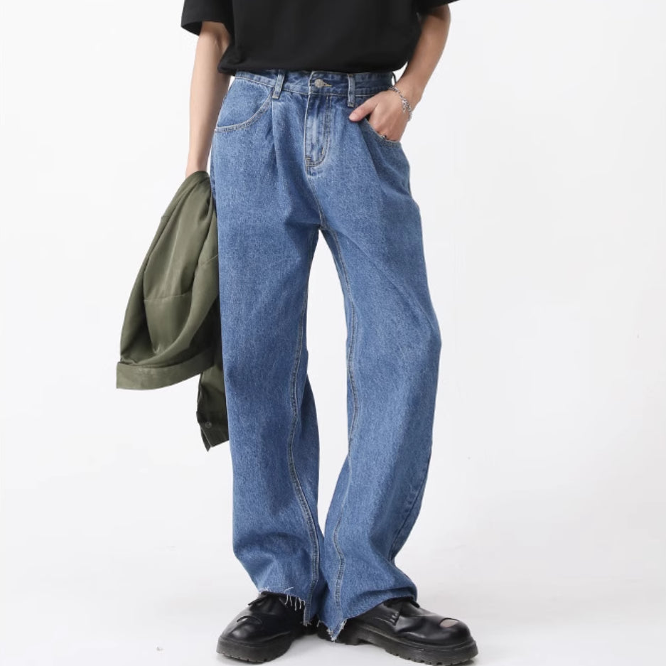 Retro Casual Irregular Slit Simple Jeans