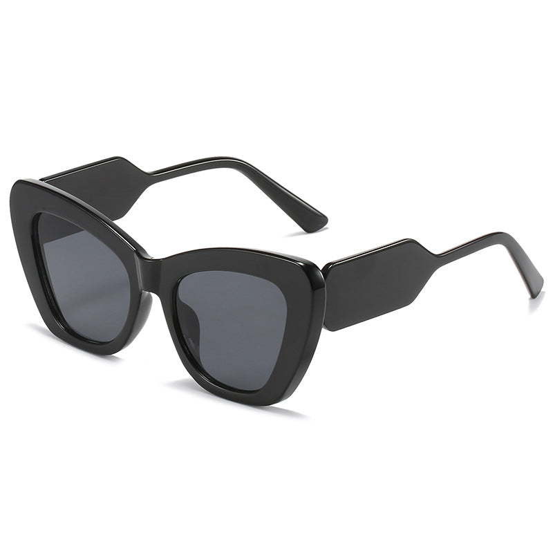 Cat Eye Sunglasses Personality Fashion Color Contrast Large Frame Glasses All-match Flat Sunglasses