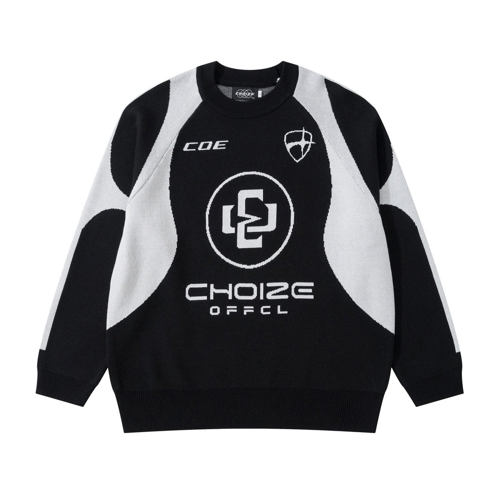 Retro Crew Neck Color Matching Sweater