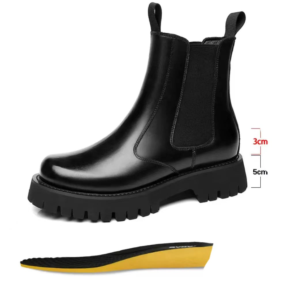 Thick Soled Doc Martens Men's Half High Top Leather Boots Sleeve Tooling Cotton Boots