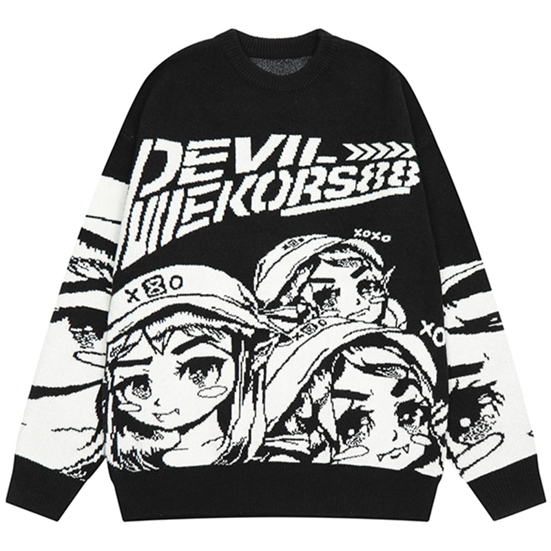 Miracle Print Drop Shoulder Crewneck Sweater