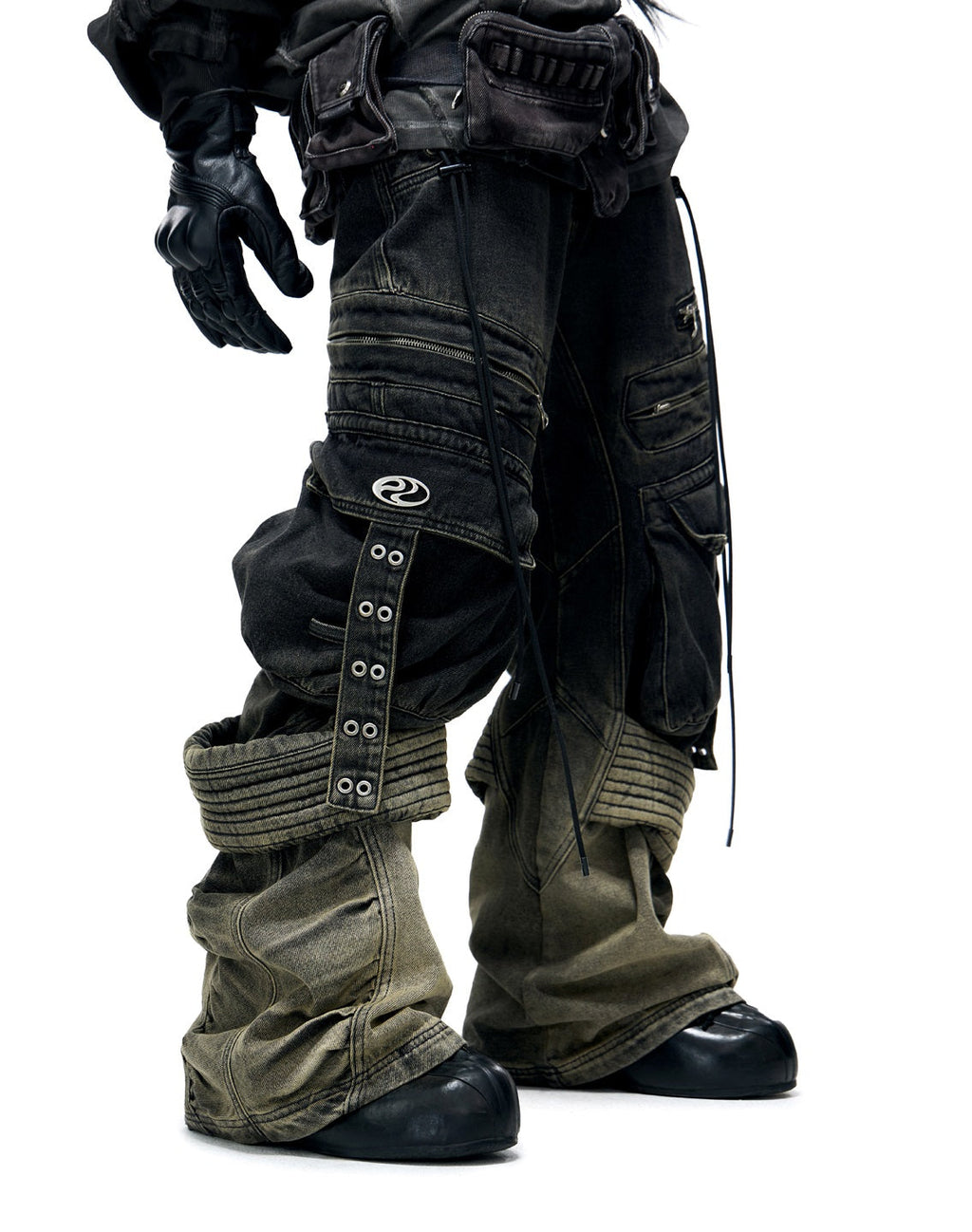 Gradient Gray-black Washed Workwear Jeans