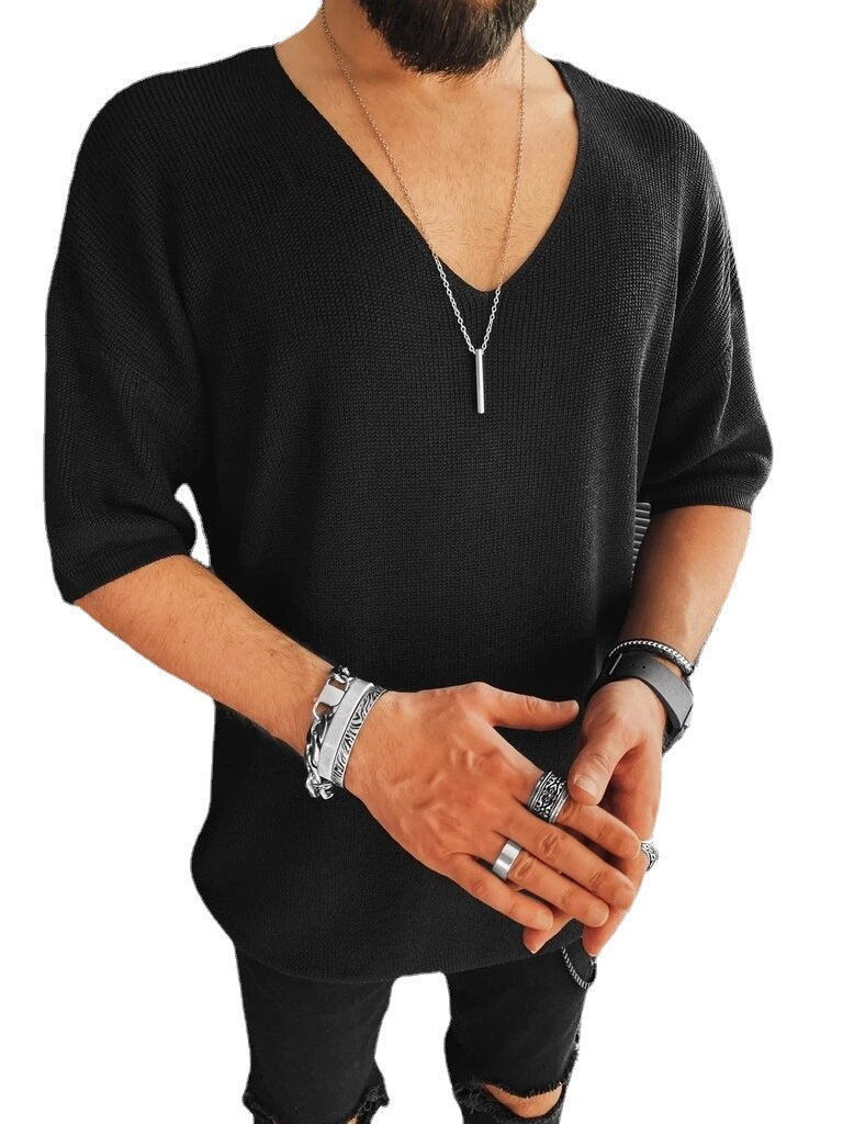Spring And Summer New V-Neck Short-Sleeved Men's Sweater