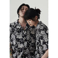 Hawaiian Black And White Camellia Summer New Short Sleeve Shirt