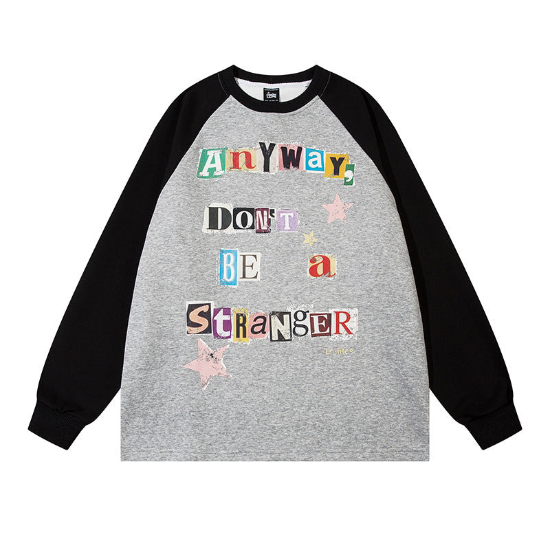 Men's Letters Multicolor Printing Autumn And Winter Couple Loose Long Sleeve Sweatershirt