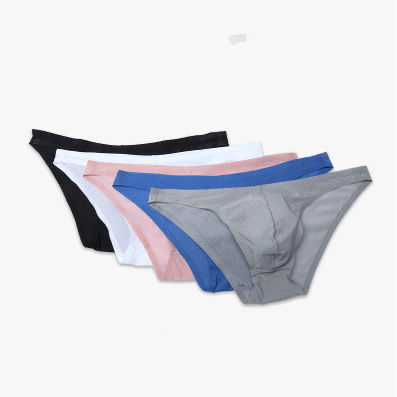 Seamless Men Thin Ice Silk Translucent U Convex Briefs