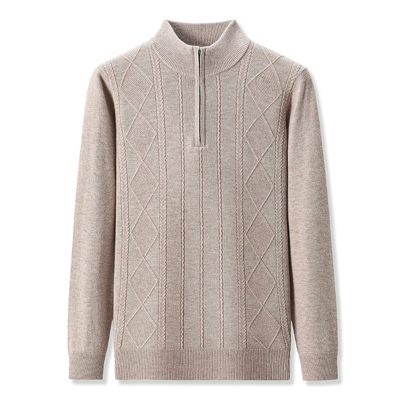 Half Zipper Thickening Thermal Head Cover Knitted Inner Match Woolen Sweater