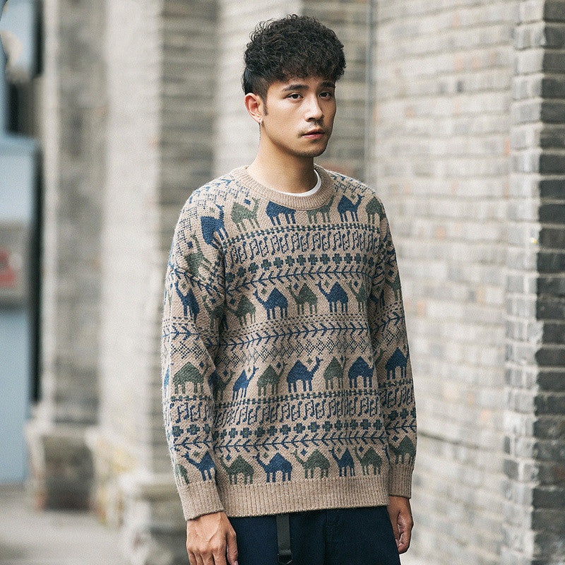 Men's Round Neck Knitted Loose Wide Version Luo Nan