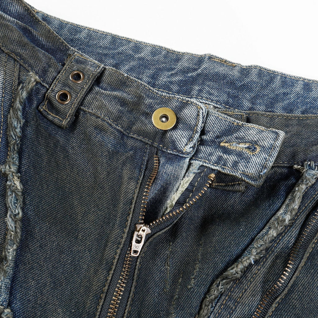 Men's American-style Street Fashion High Street Heavy Industry Heavy Shaped Denim Trousers