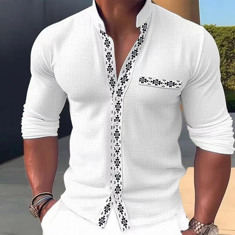 Men's Lapel Basic Simple Printed Short Sleeve