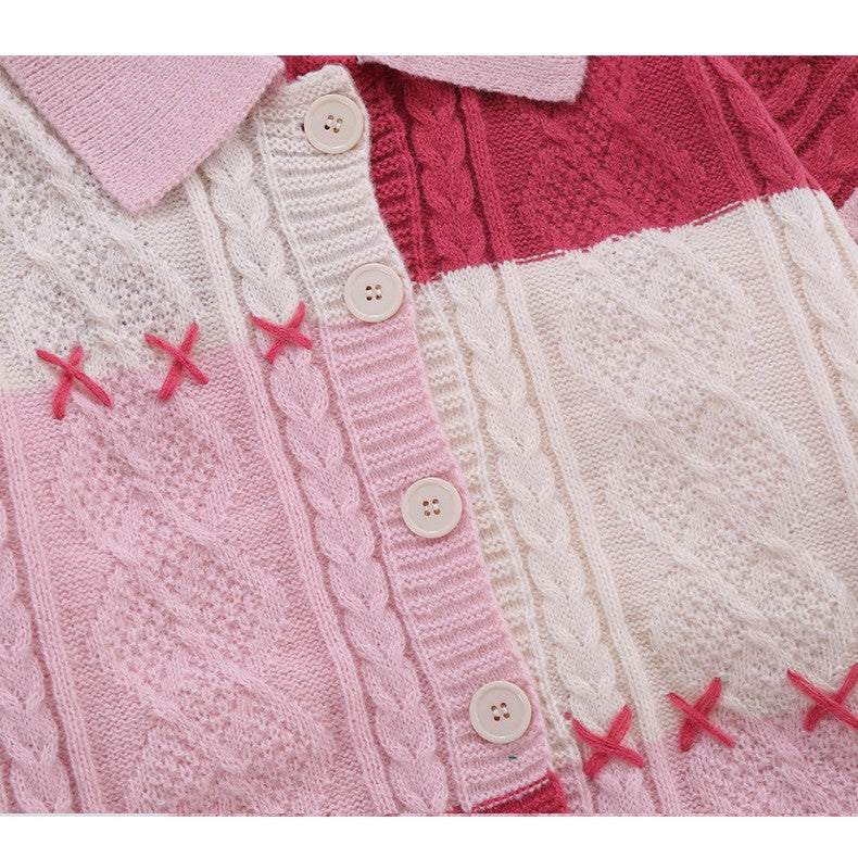 Loose Red Vintage Lazy Knit Cardigan For Men And Women