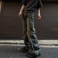 Stitching Edging Zipper Slightly Flared Jeans Loose Draggle-tail Trousers