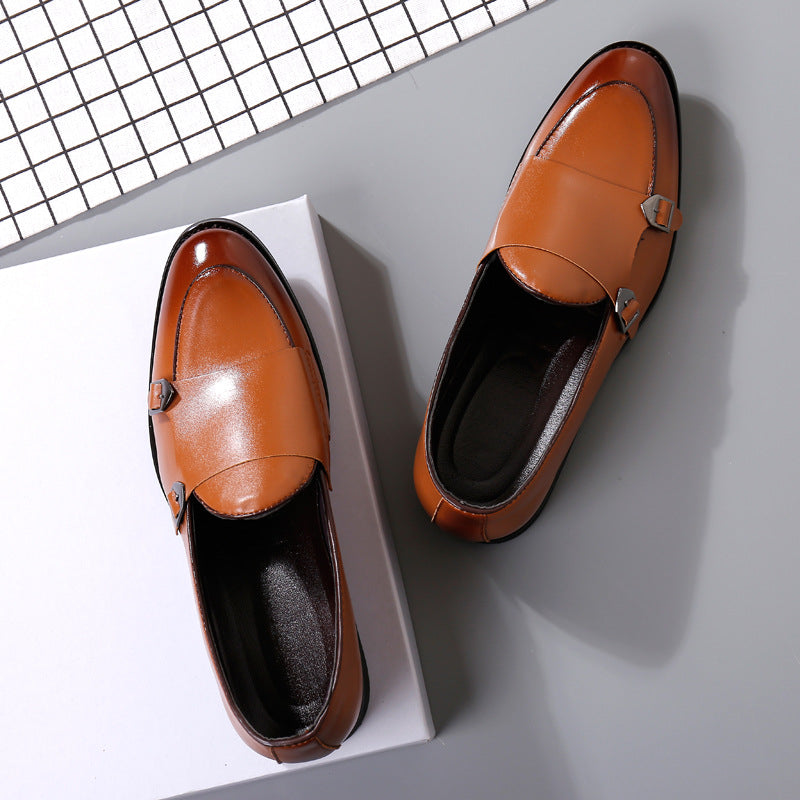 Autumn Men's Leather Shoes Double Buckle New