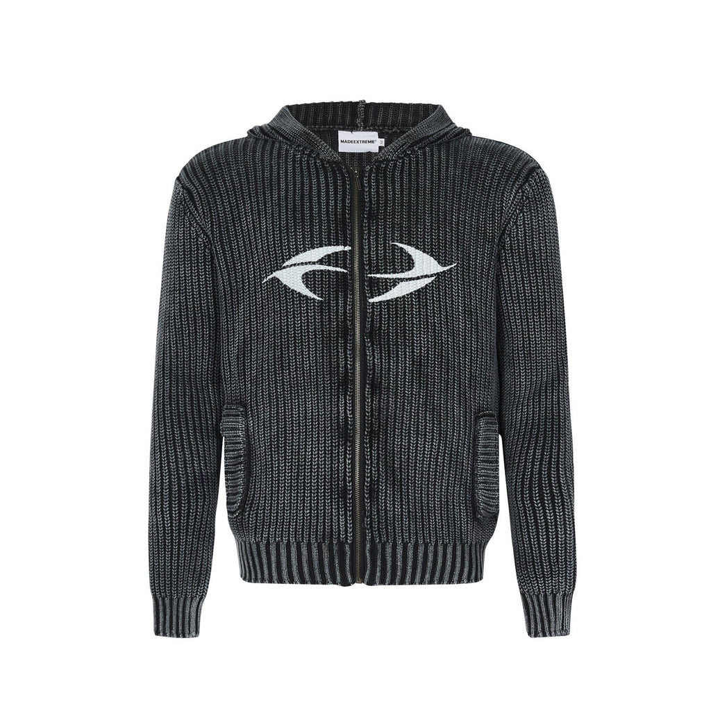 American Street Washed Distressed Printed Long-sleeved Hooded Sweater For Men And Women