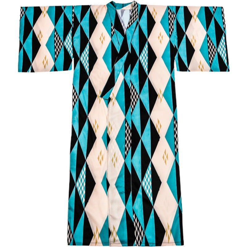 Japanese Traditional Men's Kimono Bathrobe Pajamas Spark Conference Kimono Formal Wear Ironing-free Six-piece Set
