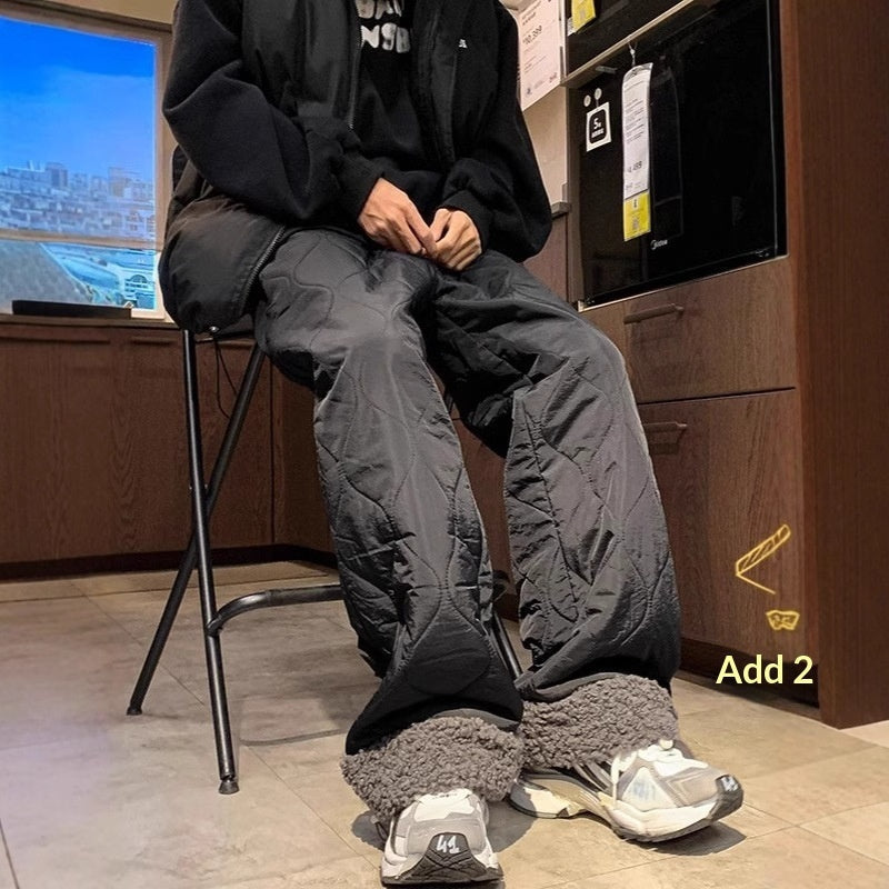 Men's Fleece-lined Down Pants For Cold Weather Added Fleece For Warmth