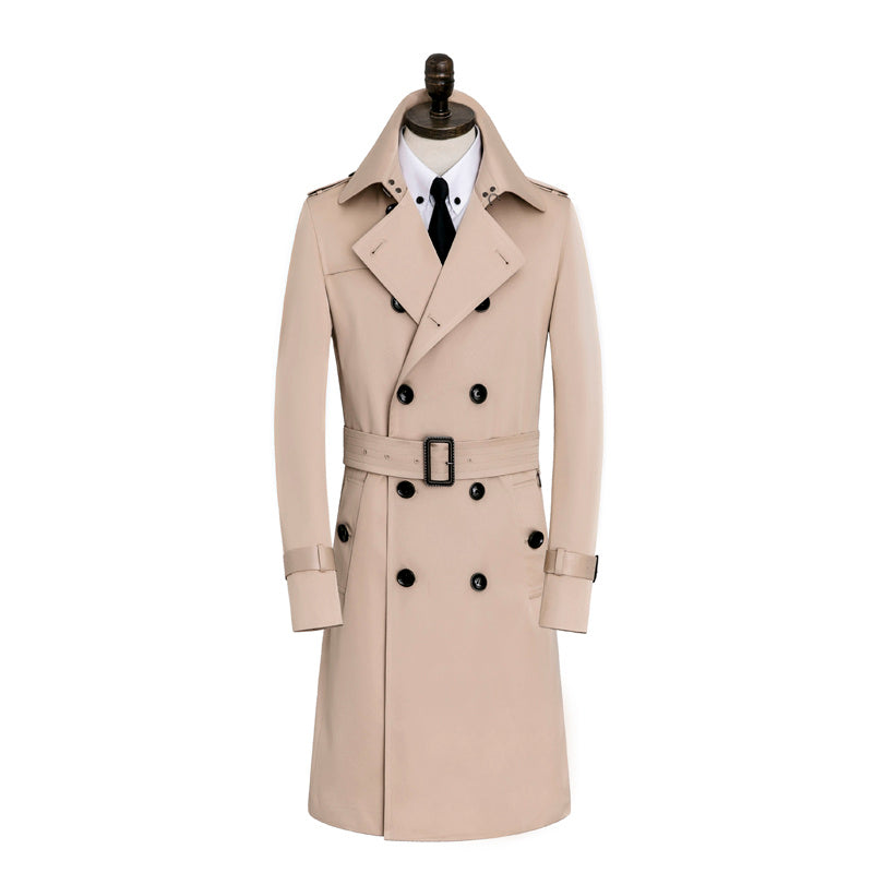 Men's Windbreaker Long Slim Coat Waterproof Leisure Medium Length coat