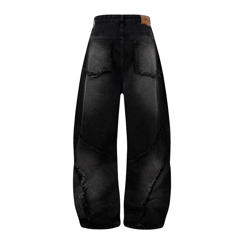 Heavy Industry Washed Old Straight Loose Wide-leg Draggle-tail Trousers