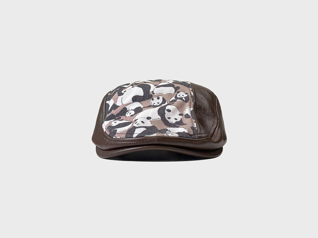 Autumn Winter Retro PU Leather Stitching Advance Hats
